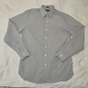 J. Crew Men's Black and White Check Dress Shirt